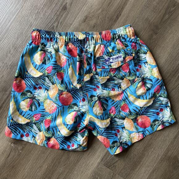Trunks Surf Swim Co Shorts Mens S Blue Fruit Graphic Board Trunks Pkt Drawstring - Picture 2 of 16